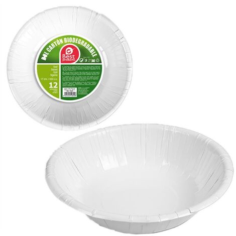 Pack de 12 Bols en Carton Blanc ø17cm Best Products Vert