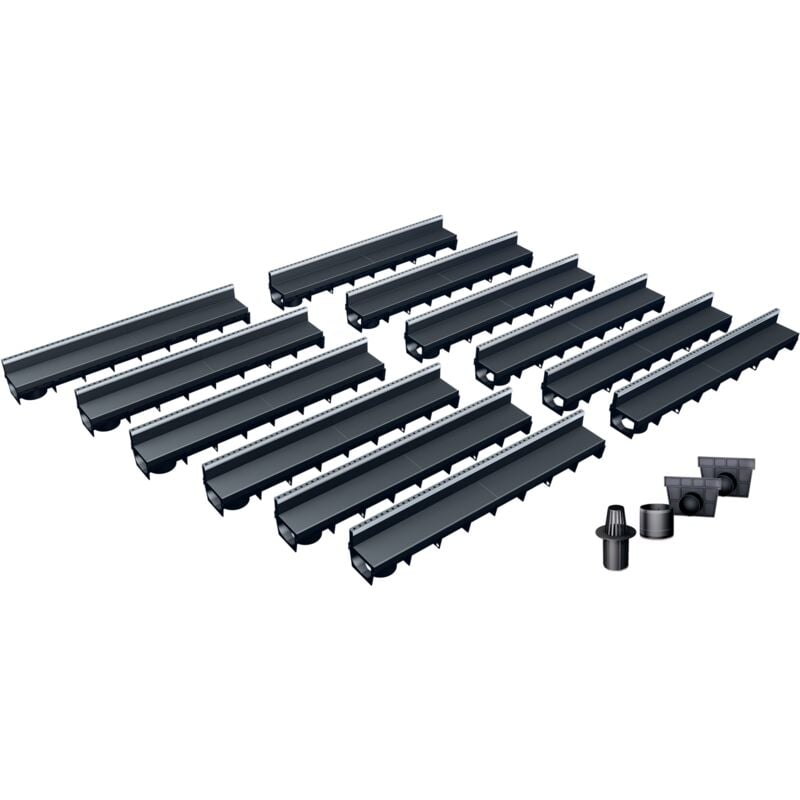 MEA - Pack de 12 caniveaux park avec grille à fente + e-blade b en Inox