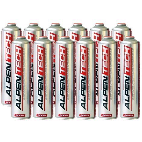 Pack de 12 cartouches de gaz 330g butane propane 70/30 – Valve 7/16" dévissable – 600ml par unité – Performance de chauffe optimale – Alpentech