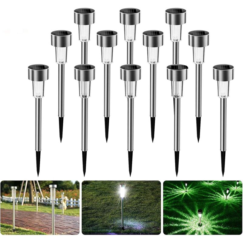 Pack de 12 lampes solaires pour le jardin, lampe solaire de jardin , étanche IP44, lumière solaire, lumière décorative pour routes extérieures,