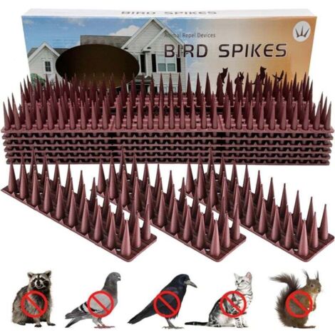 Pack de 12 pinchos antipalomas, 5,16 m, Ahuyentador de pájaros, Ahuyentador de palomas, 3 filas de palomas, Protección contra palomas, Pinchos para pájaros, Plástico, Vallas, Alféizar de ventana