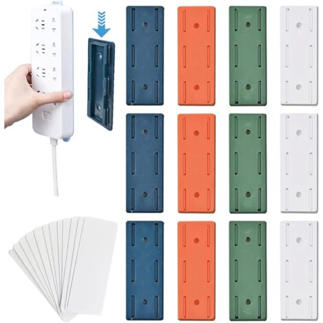 Pack de 12 Support de Douille adhésif sans poinçon, fixateur de Prise Auto - adhésif sans Perforation Power Bar fixateur de Prise