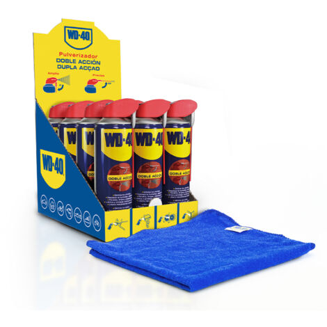 Pack de 12 unidades de Producto Multi-Uso Doble Acción, Spray 500ml,  +  Paño Original de WD-40 de regalo