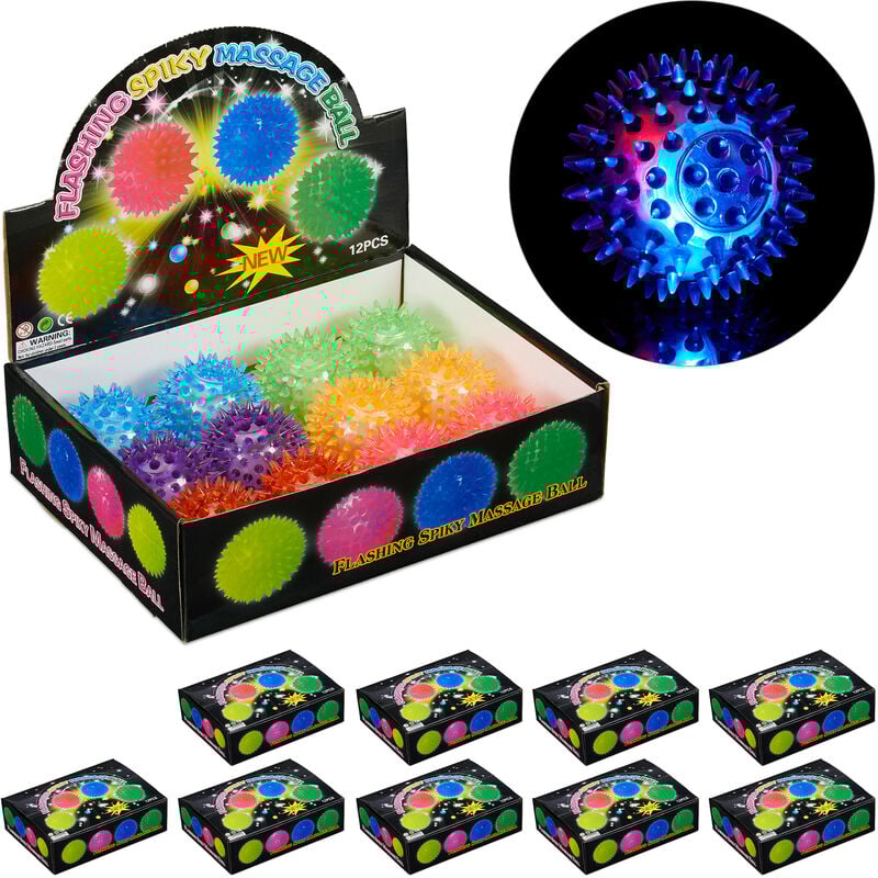 

Relaxdays - Pack de 120 Pelotas Masaje con Luz Led, Goma, Varios Colores, 6,5 cm