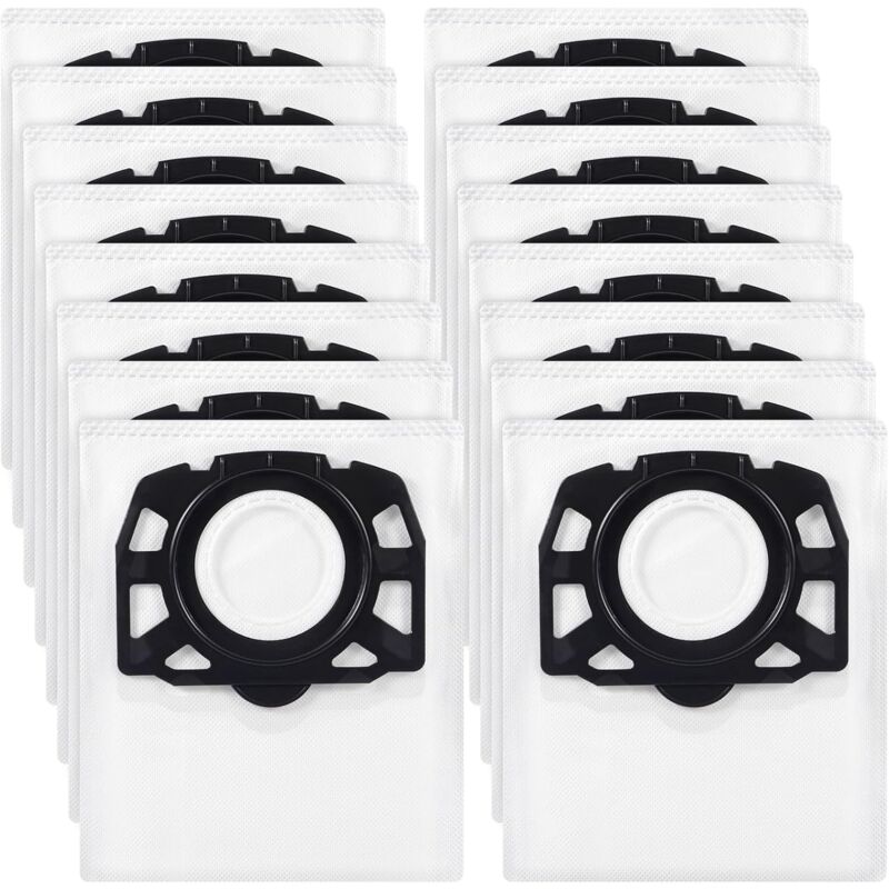 Pack de 16 Sacs Aspirateur Haute Filtration pour Kärcher WD4, WD5, WD6, MV4, MV5, MV6 - Sacs en Non-Tissé Résistants, Compatibles Aspirateurs Eau et