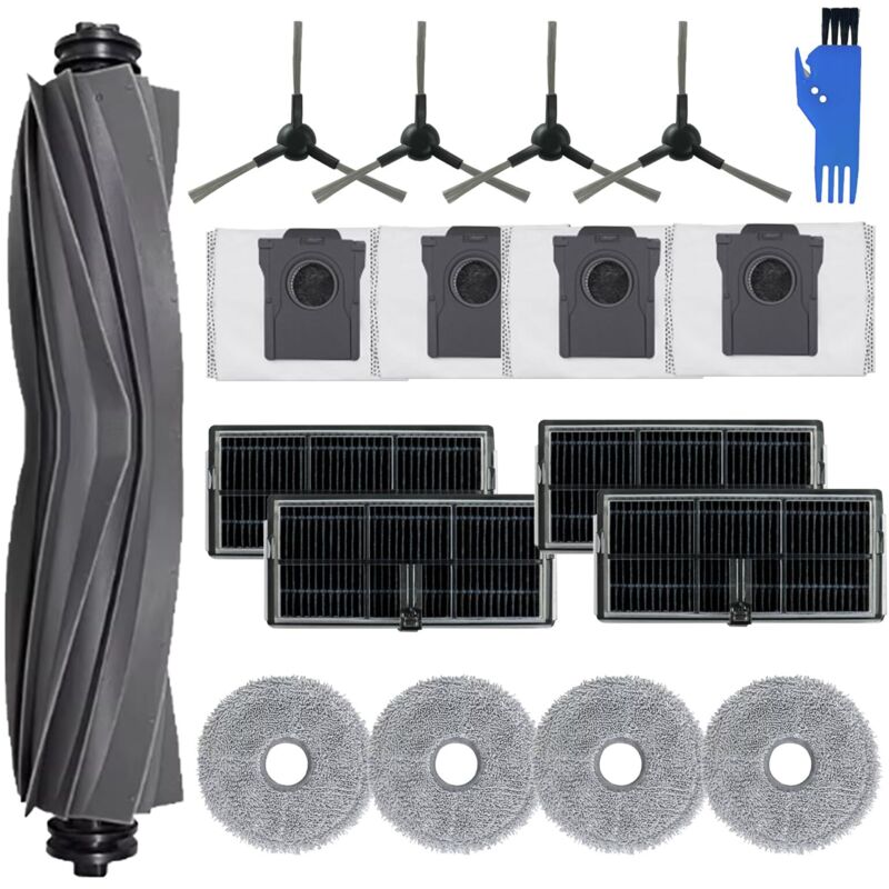 Pack de 18 Accessoires pour Dreame L10s Pro Ultra Heat, pour Mova E30 Ultra Aspirateur, 1 Brosse Principale, 4 Serviettes, 4 Filtres, 4 Sacs à