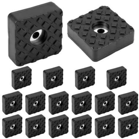 Pack de 18 Pieds carrés en Caoutchouc vissables 30x30x10 mm, tampons en Caoutchouc antidérapants avec vis pour Meubles et sols - Noir