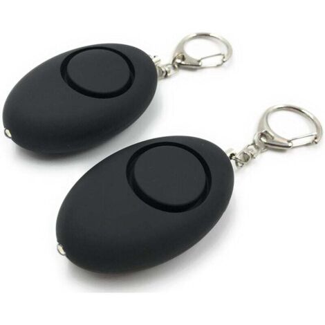 Pack de 2 alarmas de bolsillo, autodefensa, sirena de 140dB, luz LED (negra)