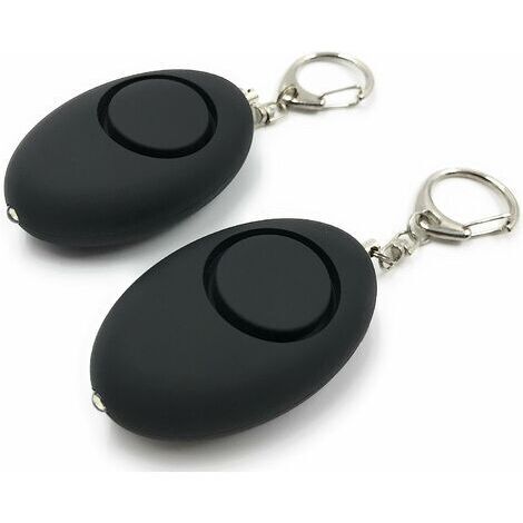 Pack de 2 alarmes de poche, auto-défense, sirène 140dB, lampe LED (noir)