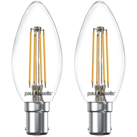 Pack de 2 ampoules à filament LED style vintage Petite baïonnette 4W - Lustre C35 B15 SBC 2700K Blanc chaud - incandescentes Ampoules de rechange 40 W [Classe énergétique A +] [Classe énergétique A+]