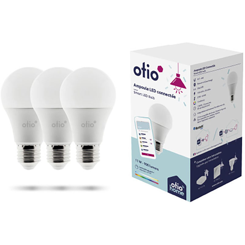 Otio - Pack de 3 ampoules led connectées Bluetooth E27 11W Blanc