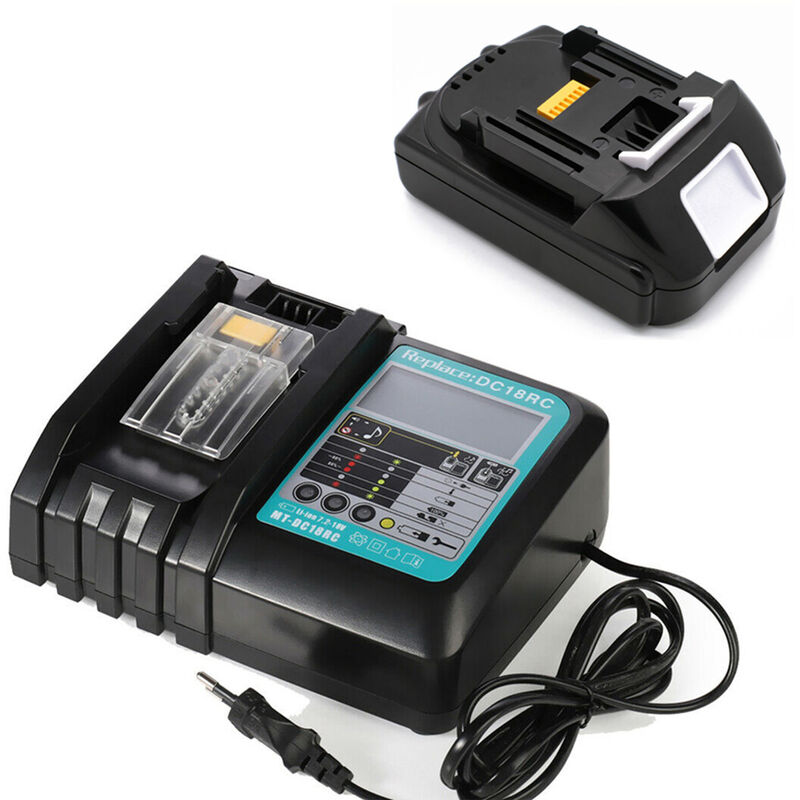 Powerwings - pack de 2) Batterie 1,5 a 18V pour Makita BL1815 BL1830 BL1850B 194205-3 194204-5 & avec interface usb Chargeur Li-Ion 3.0A pour Makita