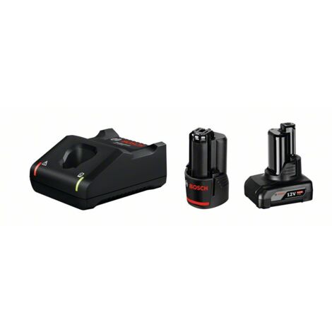 Pack de 2 batteries 12V (2.0Ah + 4.0Ah) – Chargeur rapide GAL 12V-40 – Recharge 80% en 24 min – Compatible outils Bosch Professional