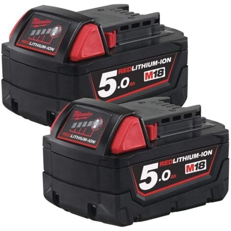Pack de 2 batteries 18V 5Ah Li-Ion Milwaukee M18 B5