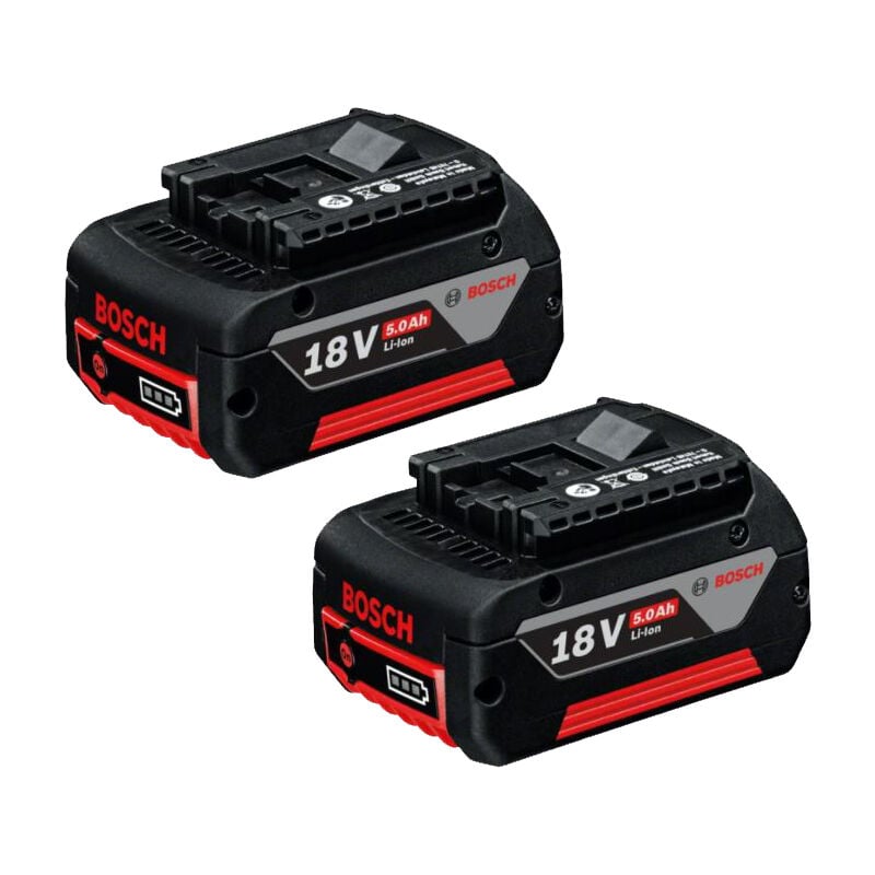 Pack de 2 batteries Lithium gba 18V 5.0 Ah en boîte carton Bosch Noir