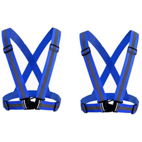 pack de 2 Bleu Gilet de sécurité réfléchissant pour adultes / enfants, veste de gilet de travail réglable haute visibilité, équip