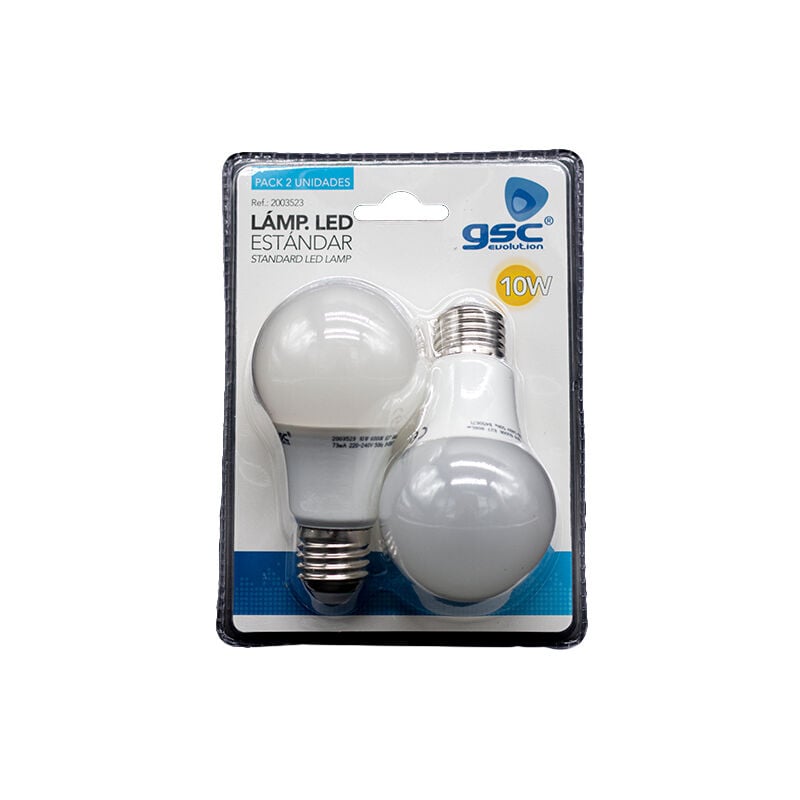 

Pack de 2 bombillas led standard 10W 806Lm 6000K (10 W). Blister con dos lámparas led tono luz frío.