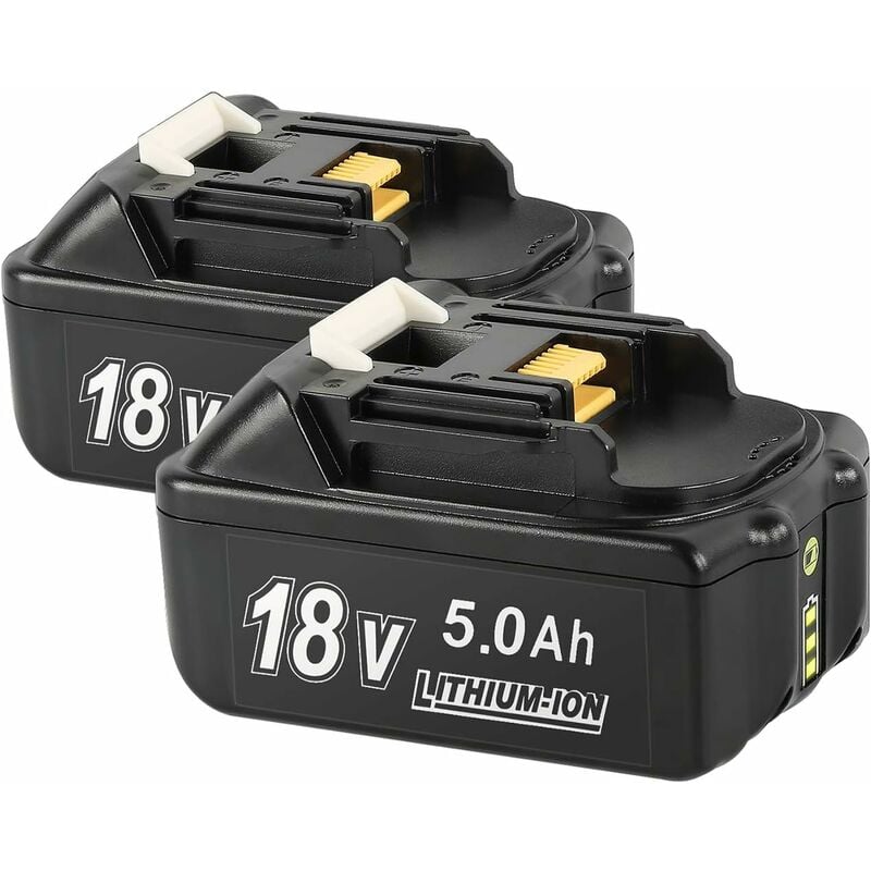 Batterie de remplacement BL1850B (pack de 2) Bsioff 18V 5.0Ah compatible avec Makita BL1850B BL1830B BL1840 BL1840B BL1850 BL1850B BL1860B BL1890
