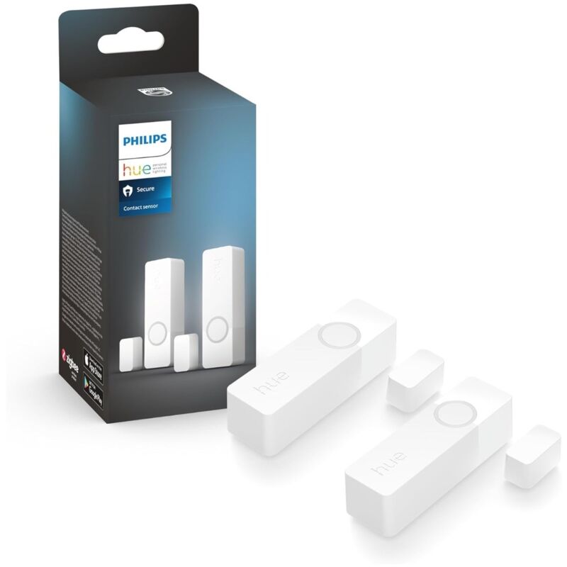 Secure, lot de 2 capteurs de contact pour porte ou fenêtre, installation facile, contrôle depuis l'application Hue, Blanc - Philips Hue
