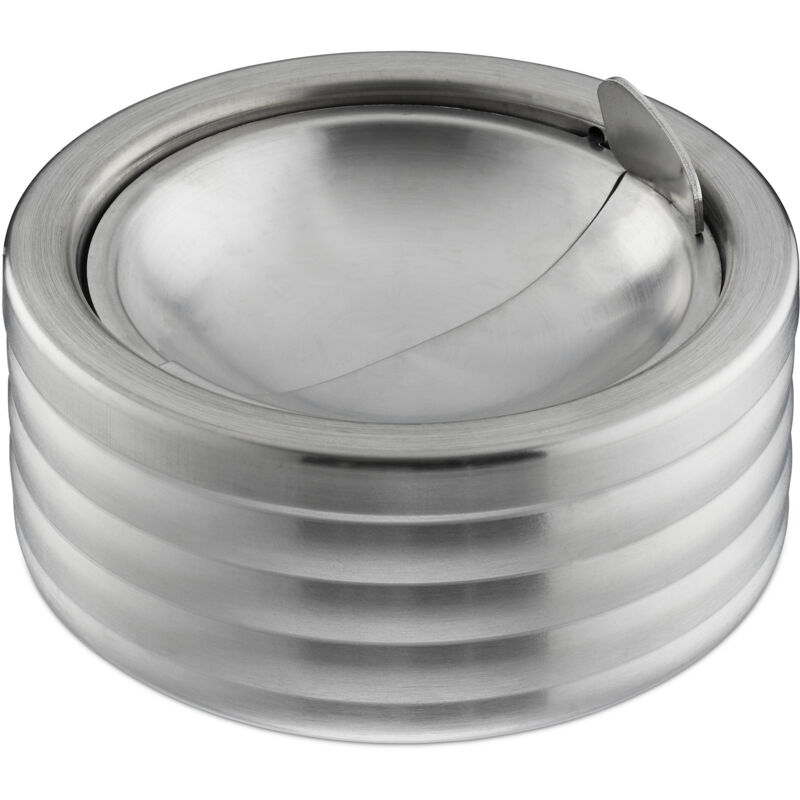 

Pack de 2 Ceniceros con Tapa para Interior y Exterior, Acero Inoxidable, Plateado, 5,5 x 11,5 cm