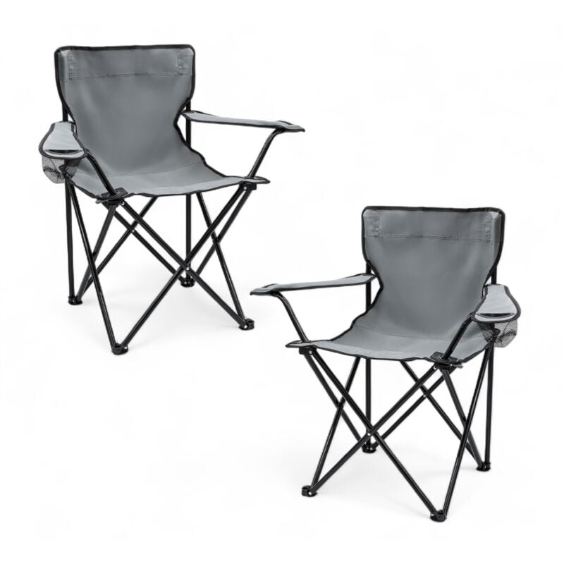 Pack de 2 Chaise de camping en gris - 2 pièces