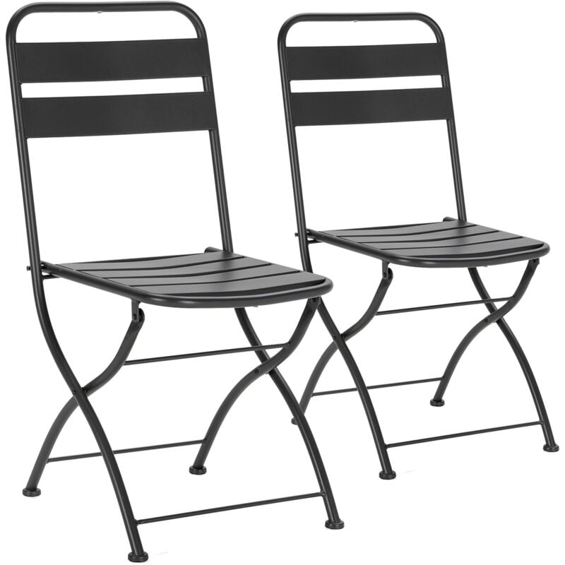 Vs Venta-stock - Pack de 2 chaises de jardin pliantes Perla en métal noir