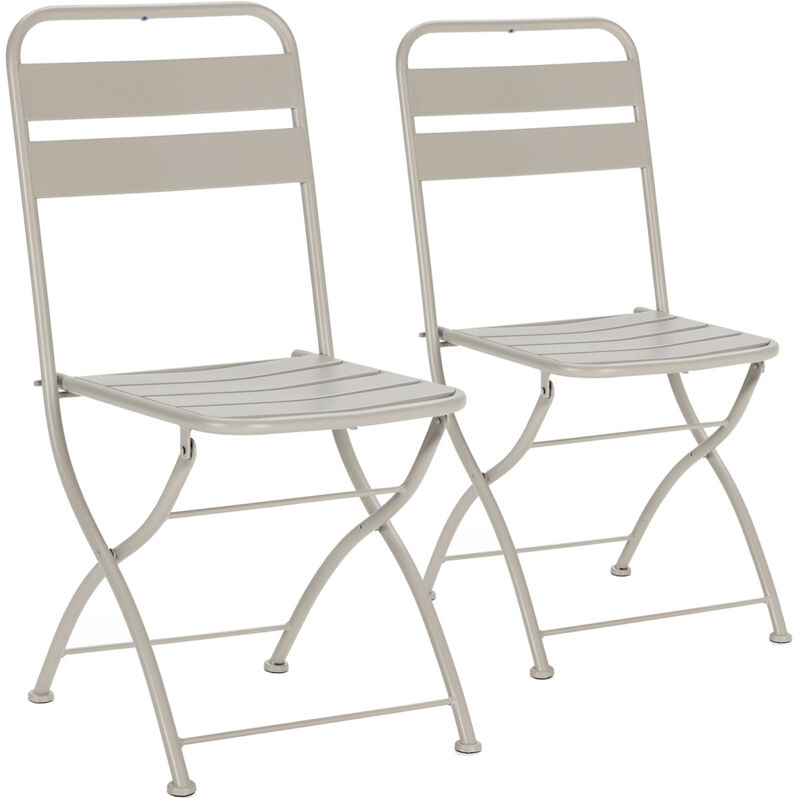 Vs Venta-stock - Pack de 2 chaises de jardin pliantes Perla en métal gris