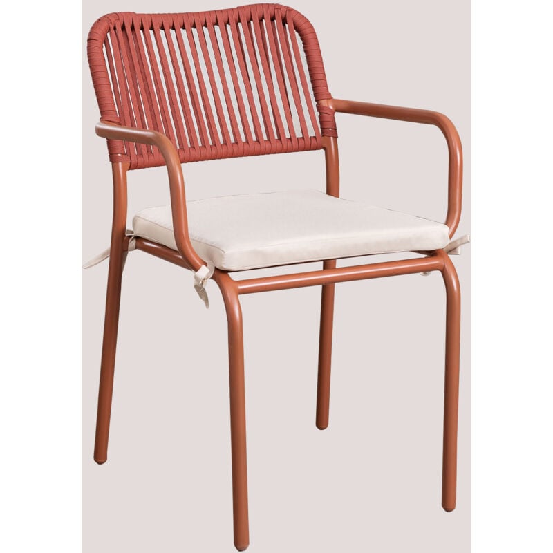 Lot de 2 chaises de salle à manger empilables avec accoudoirs en aluminium et corde tressée Arhiza Sklum Rouge Tuile