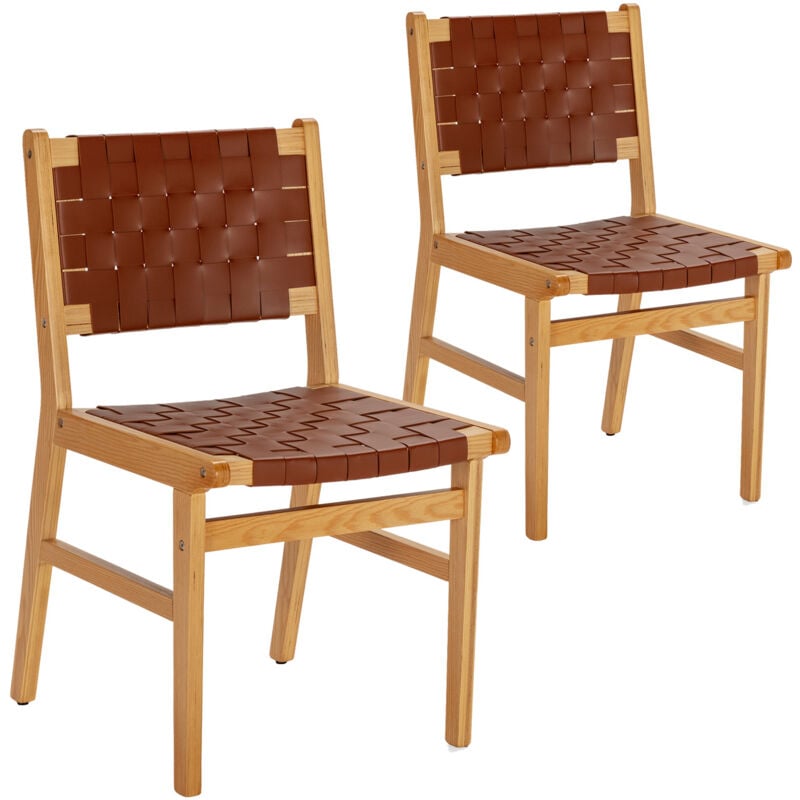 Vs Venta-stock - Pack de 2 chaises Kurt Marron en cuir recyclé