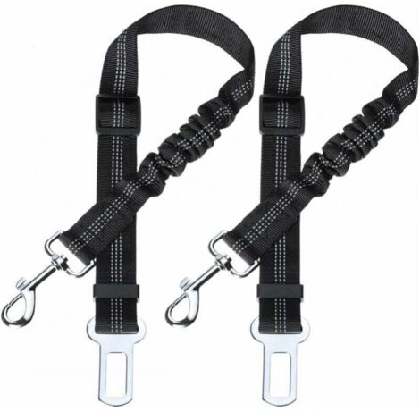 Pack de 2 cinturones de seguridad para perros con amortiguador elástico y mosquetón robusto, cinturón de seguridad ajustable, máxima seguridad para todas las razas de perros y gatos, color negro