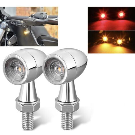 Pack de 2 Clignotants + Stop LED Moto Bullet Style Harley - Version Chrome - ECE Homologué