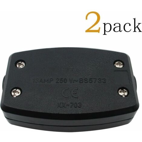 Pack de 2 Connecteurs de Câbles 3 Bornes Utilisation de Connecteurs Flexibles dans L'éclairage Joints de Fils de Machines de Commande Electrique Boîte de Jonction Electrique LED Noir