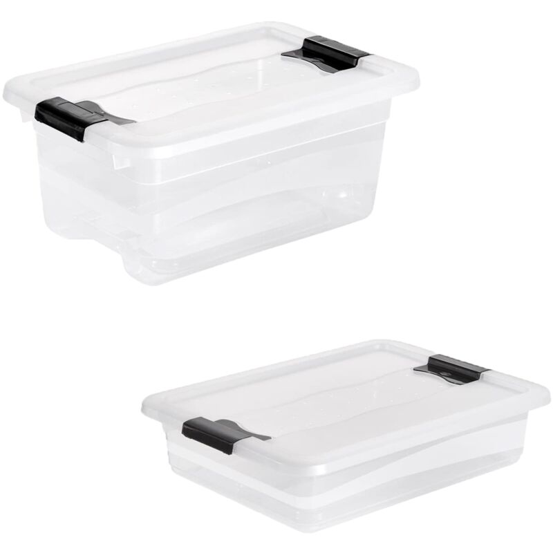 

Keeeper - Pack de 2 cubos de almacenaje 4/7 litros con tapa Cornella de plastico transparente