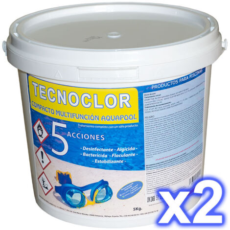 Pack de 2 cubos de cloro tabletas 5 acciones 5 Kg c/u