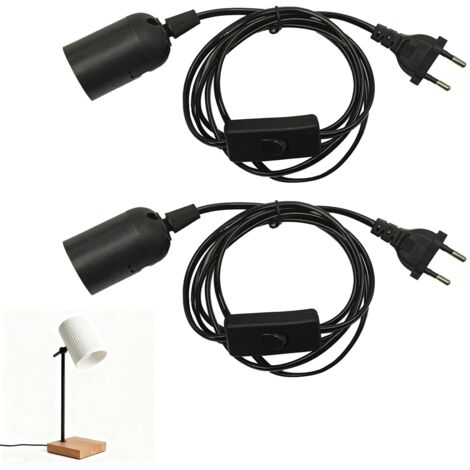 Pack de 2 Douille E27 avec Câble de 1,5 m, Douilles E27 avec Interrupteur, Idéal pour Lampadaires, Lustres et Éclairages de Cuisine - Noir Élégant pour un Intérieur Moderne，fil plafonnier