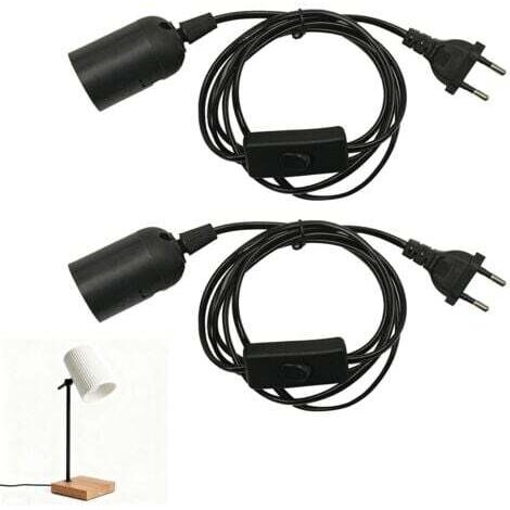 Pack de 2 Douille E27 avec Câble de 1,5 m, Douilles E27 avec Interrupteur, Idéal pour Lampadaires, Lustres et Éclairages de Cuisine - Noir Élégant pour un Intérieur Moderne，fil plafonnier