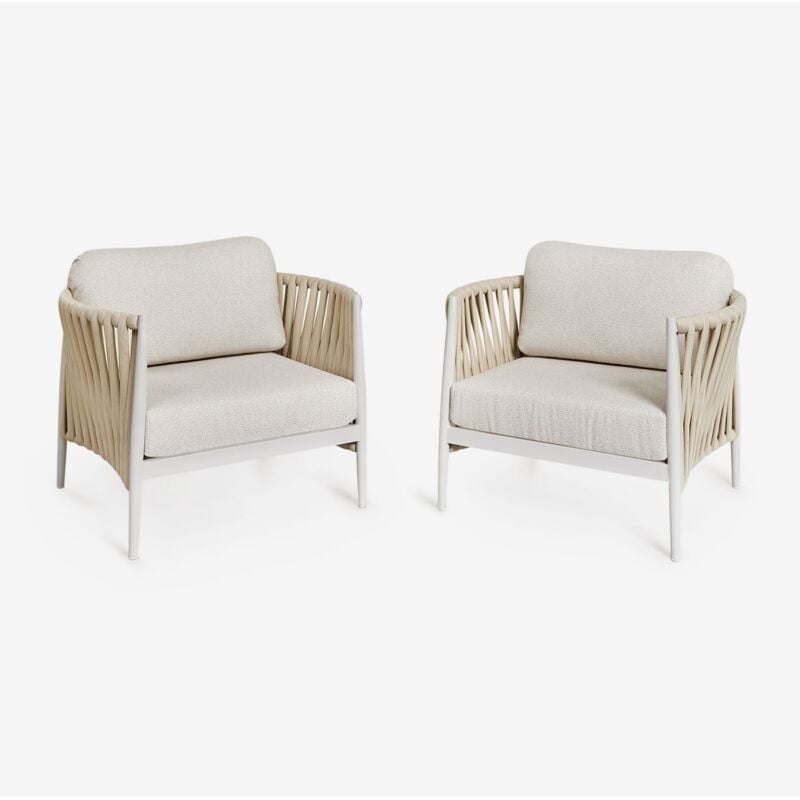 Sklum - Lot de 2 fauteuils de jardin Sereilen en aluminium et tissu bouclé