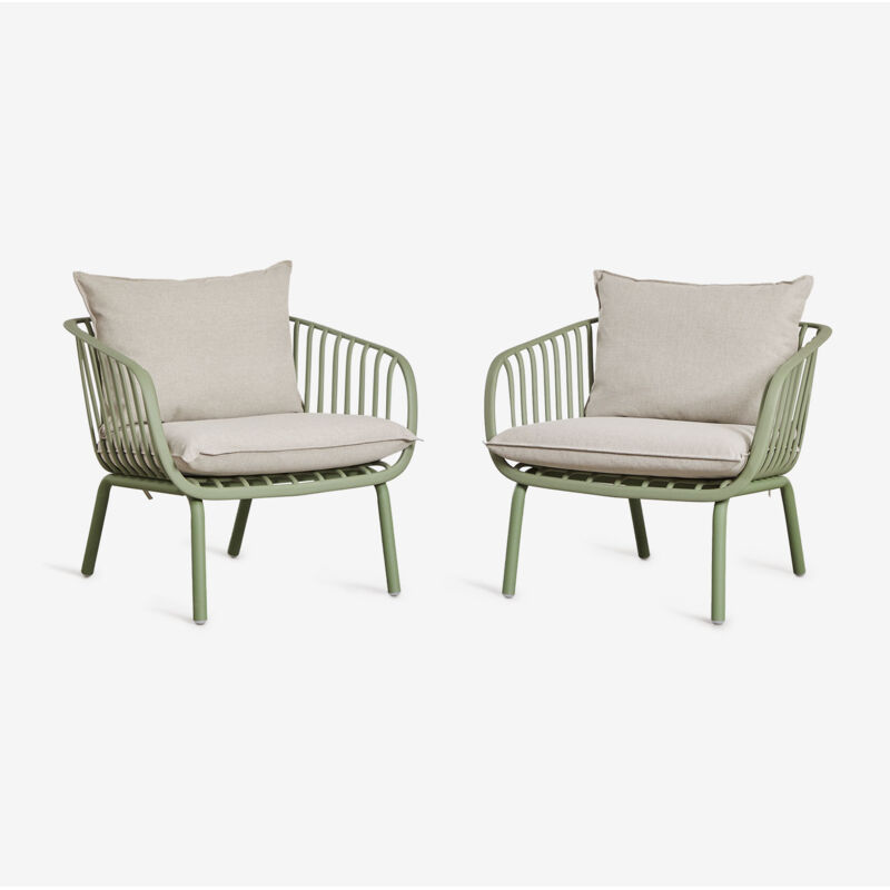 Sklum - Lot de 2 chaises de jardin Aradina en fer et polypropylène Vert Laurier Sklum - Lot de 2 chaises de jardin Aradina en fer et polypropylène Vert Laurier