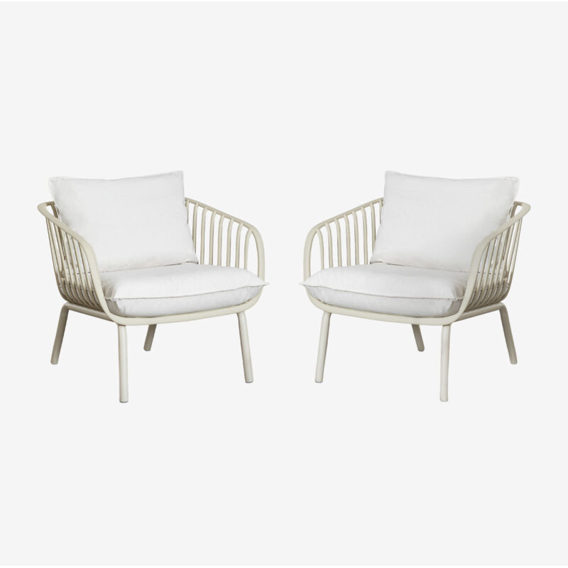 Sklum - Lot de 2 chaises de jardin Aradina en fer et polypropylène Beige Lin Sklum - Lot de 2 chaises de jardin Aradina en fer et polypropylène Beige Lin
