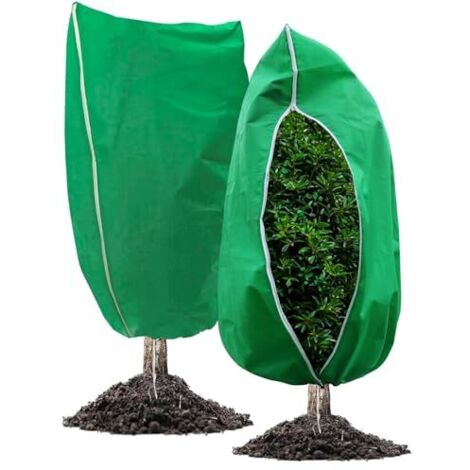 Pack de 2 fundas de invierno para plantas de exterior (80 g/m², 120 x 100 cm), ajustables con cremallera y cordón