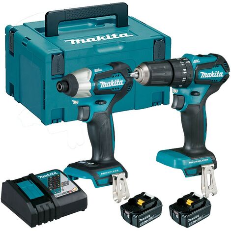 Pack de 2 herramientas Makita 18V Li-Ion: destornillador DTD155, taladro DHP483, 2 baterías 5Ah, cargador, caja - Makita DLX2221TJ2