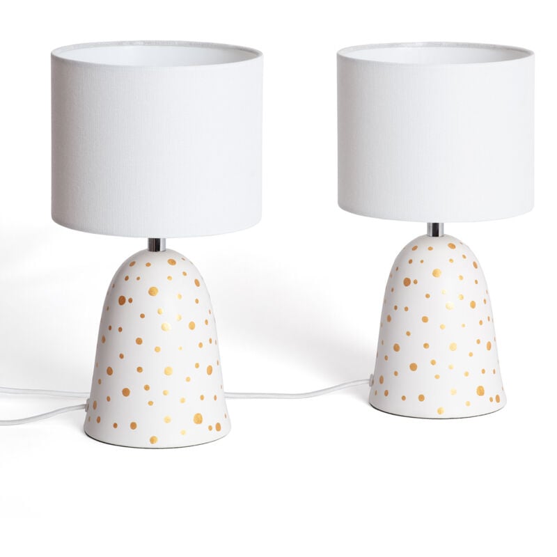 Ledkia - Pack de 2 Lampes à Poser Céramique et Tissu Argua Ivoire