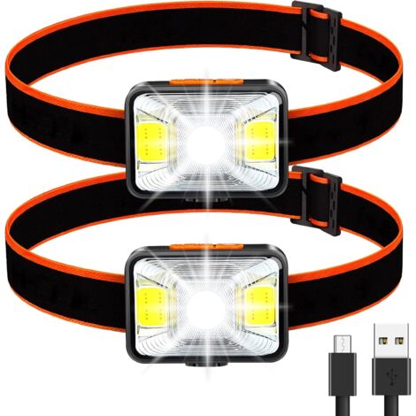 Pack De 2 Linternas Frontales Potentes, Linternas Frontales Led Recargables Usb 5 Modos De Iluminación