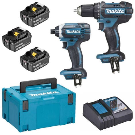 Pack de 2 machines MAKITA 18V DLX2127TJ1  Perceuse visseuse DDF482 + Visseuse à chocs DTD152 + 3 batteries 5Ah + Chargeur + 1 MAKPAC