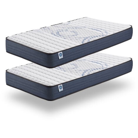 NATURALEX Pack de 2 matelas Perfect Sleep 90x190 cm - Soutien Blue Latex - Mousse à mémoire de forme HR - Noyau de polyuréthane - 7 Zones de Confort - Tissu 3D Respirant - 14 cm