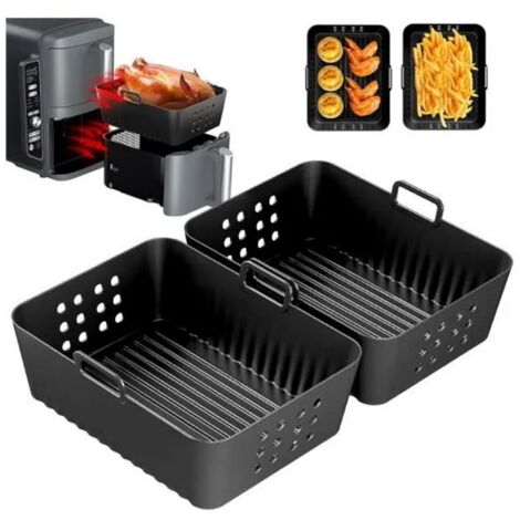 Pack de 2 moules de friteuse à air pour friteuse sans huile, accessoires de friteuse à air, plaque de cuisson pour barbecue