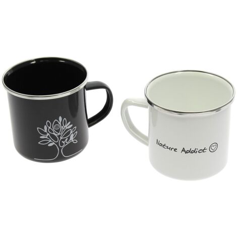 Pack de 2 mugs en acier émaillé INCASA
