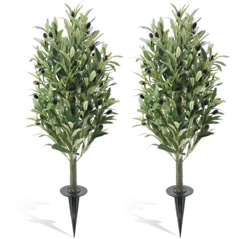 Pack de 2 oliviers artificiels 90×cm pointe de sol sempervirent artificiel resistant aux UV decoration interieur exterieur maison bureau hall jardin