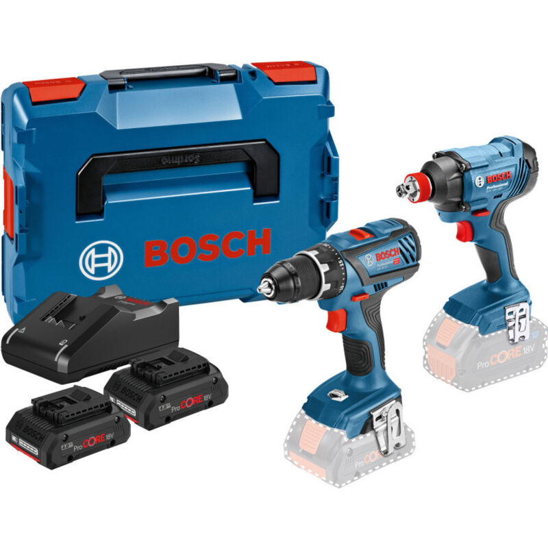 Bosch - Pack de 2 outils 18V (GSR18V28/GDX180) + 2 batteries 4Ah + chargeur + coffret l-boxx