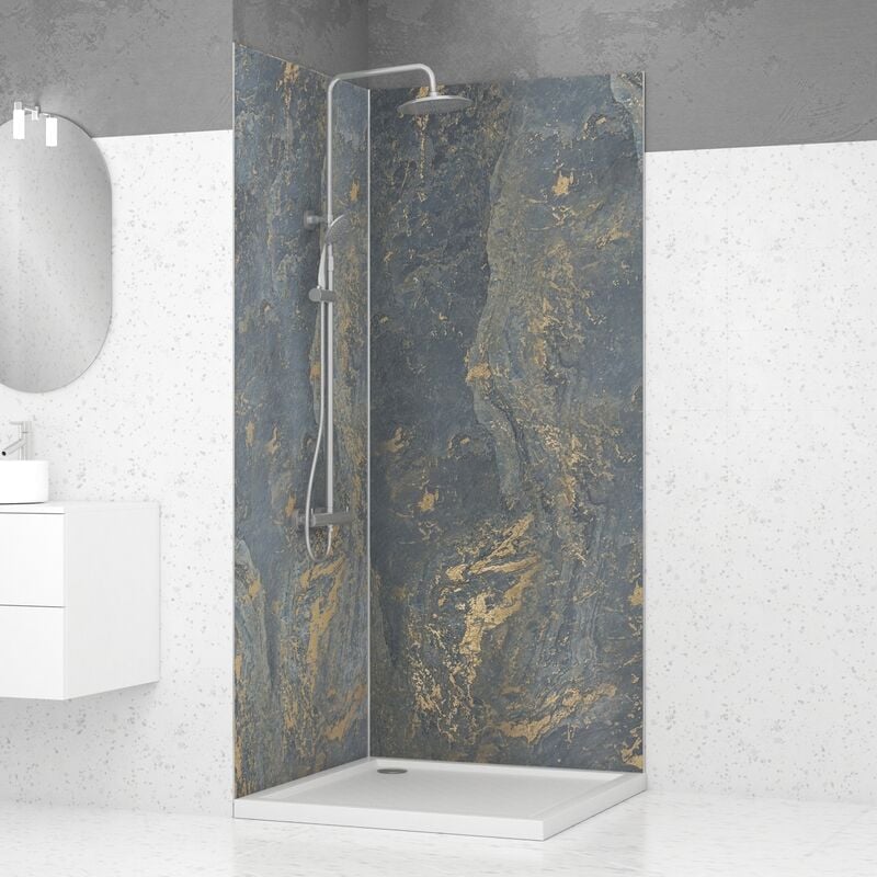 Pack de 2 Panneaux Muraux Pierre Venus 90+90x210 cm avec Profilés anodise brillant - stone'it